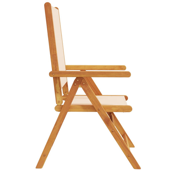 vidaXL Chaises de jardin réglables 4 pcs Tissu beige et bois massif