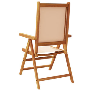 vidaXL Chaises de jardin réglables 4 pcs Tissu beige et bois massif