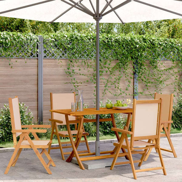 vidaXL Chaises de jardin réglables 4 pcs Tissu beige et bois massif