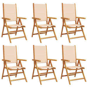 vidaXL Chaises de jardin réglables 6 pcs Tissu beige et bois massif