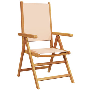 vidaXL Chaises de jardin réglables 6 pcs Tissu beige et bois massif