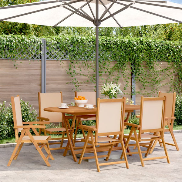 vidaXL Chaises de jardin réglables 6 pcs Tissu beige et bois massif