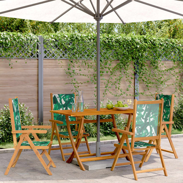 vidaXL Chaises de jardin réglables 4 pcs Tissu vert et bois massif