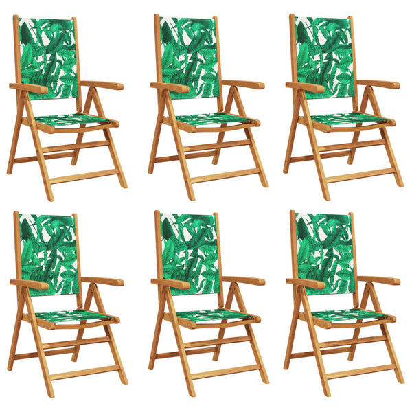 vidaXL Chaises de jardin réglables 6 pcs Tissu vert et bois massif