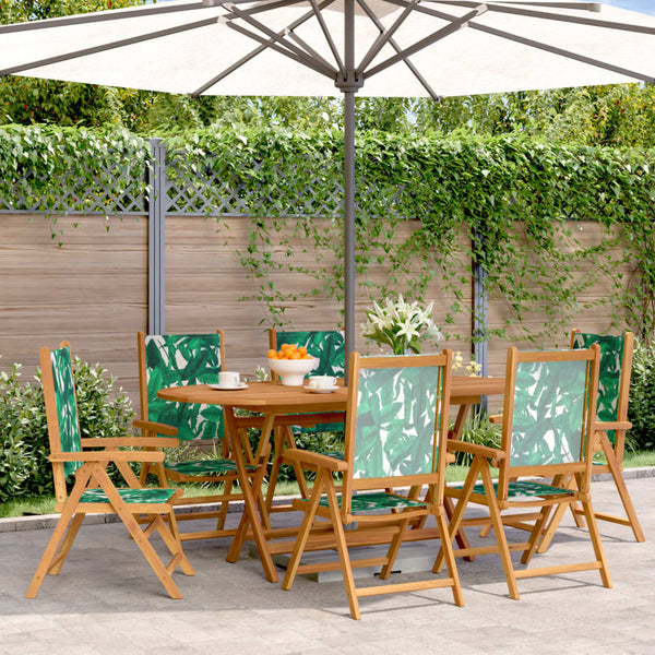 vidaXL Chaises de jardin réglables 6 pcs Tissu vert et bois massif