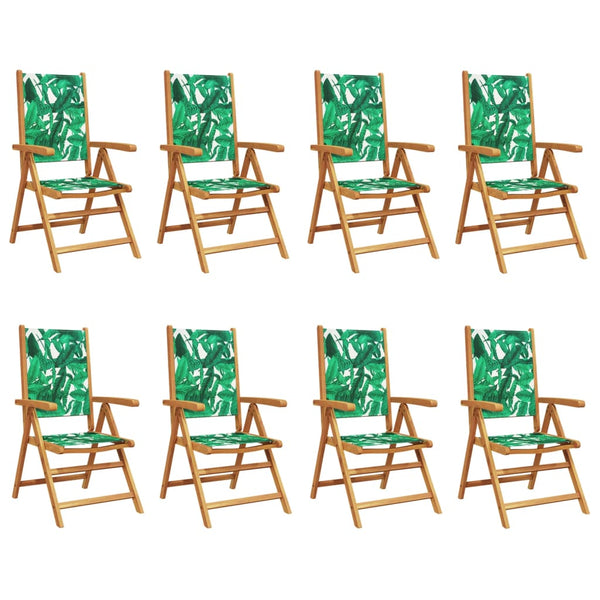 vidaXL Chaises de jardin réglables 8 pcs Vert Tissu et Bois massif