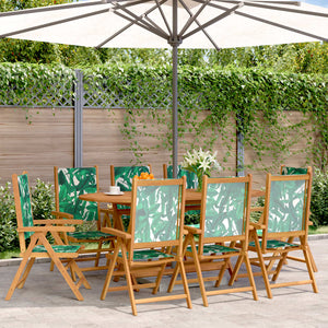 vidaXL Chaises de jardin réglables 8 pcs Vert Tissu et Bois massif
