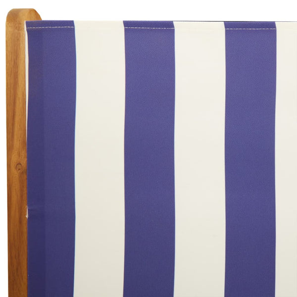 vidaXL Chaises de jardin réglables 4 pcs Tissu bleu et blanc et bois massif