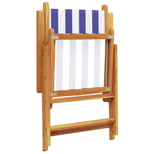 vidaXL Chaises de jardin réglables 6 pcs Tissu bleu et blanc et bois massif