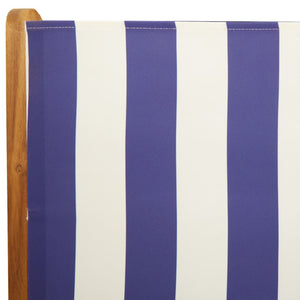 vidaXL Chaises de jardin réglables 6 pcs Tissu bleu et blanc et bois massif