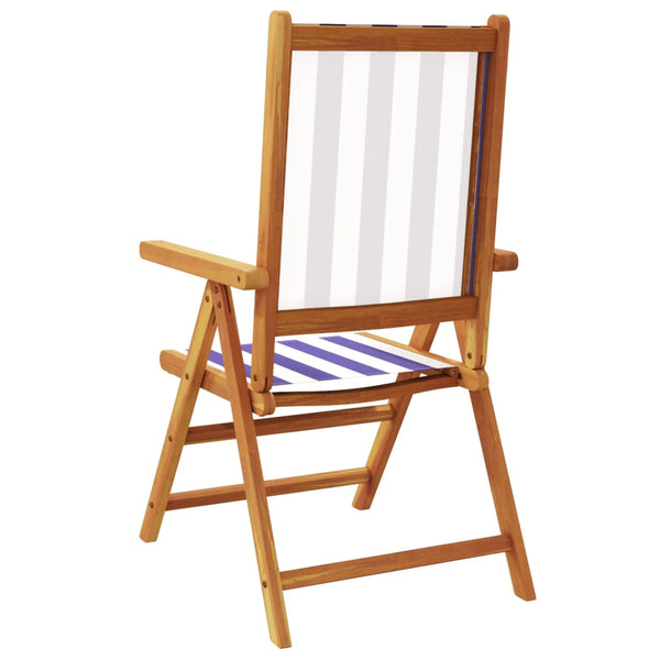 vidaXL Chaises de jardin réglables 8 pcs Tissu bleu et blanc et bois massif
