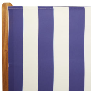 vidaXL Chaises de jardin réglables 8 pcs Tissu bleu et blanc et bois massif