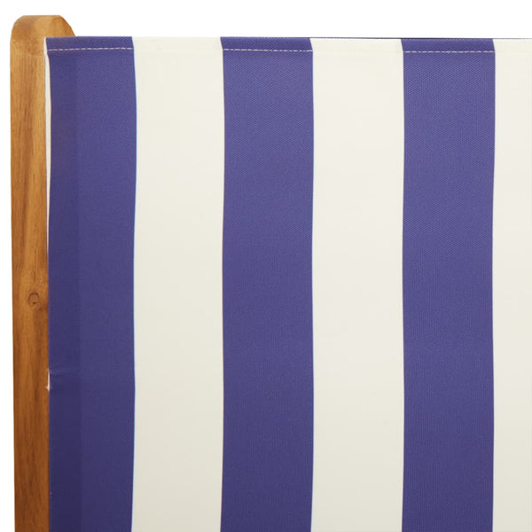 vidaXL Chaises de jardin réglables 8 pcs Tissu bleu et blanc et bois massif