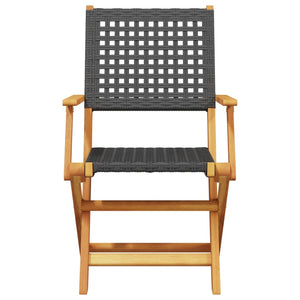 vidaXL Chaises de jardin 4 pcs Pliables Noir Résine tressée & Bois massif