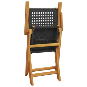 vidaXL Chaises de jardin 4 pcs Pliables Noir Résine tressée & Bois massif