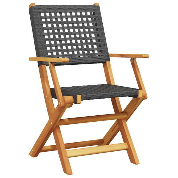 vidaXL Chaises de jardin pliantes 6 pcs. Noir résine tressée et bois massif