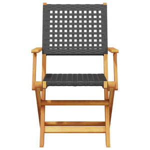 vidaXL Chaises de jardin pliantes 6 pcs. Noir résine tressée et bois massif