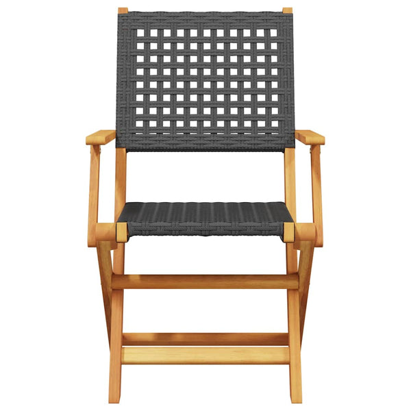vidaXL Chaises de jardin pliantes 6 pcs. Noir résine tressée et bois massif