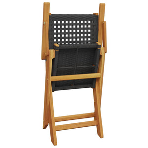 vidaXL Chaises de jardin pliantes 6 pcs. Noir résine tressée et bois massif