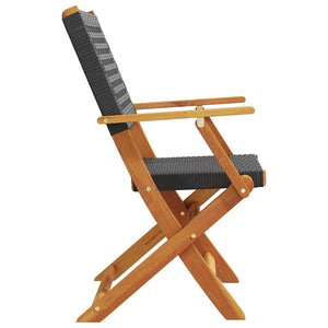 vidaXL Chaises de jardin 8 pcs Pliables Rotin synthétique noir & Bois massif