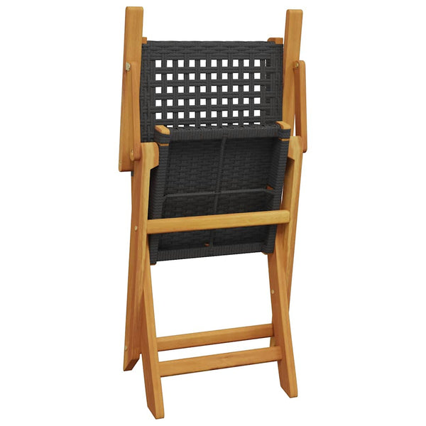 vidaXL Chaises de jardin 8 pcs Pliables Rotin synthétique noir & Bois massif