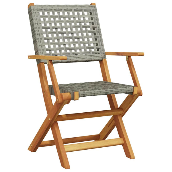 Gartenstühle 8er Set Klappbar Grau Poly Rattan