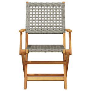 Gartenstühle 8er Set Klappbar Grau Poly Rattan