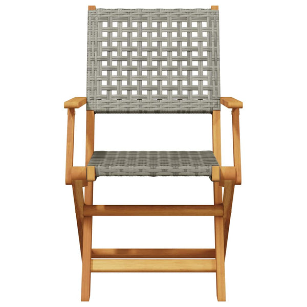 Gartenstühle 8er Set Klappbar Grau Poly Rattan