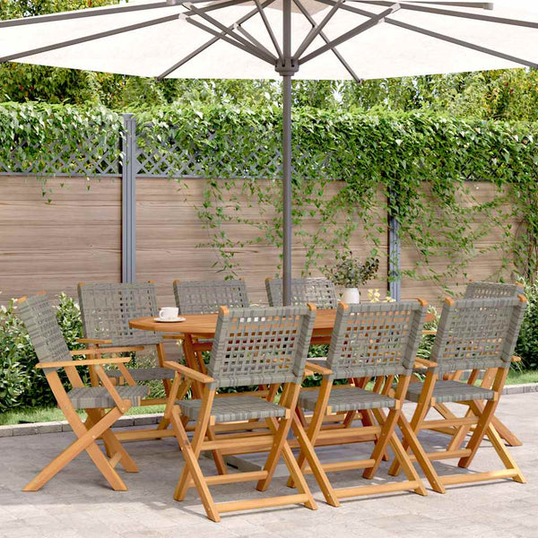 Gartenstühle 8er Set Klappbar Grau Poly Rattan
