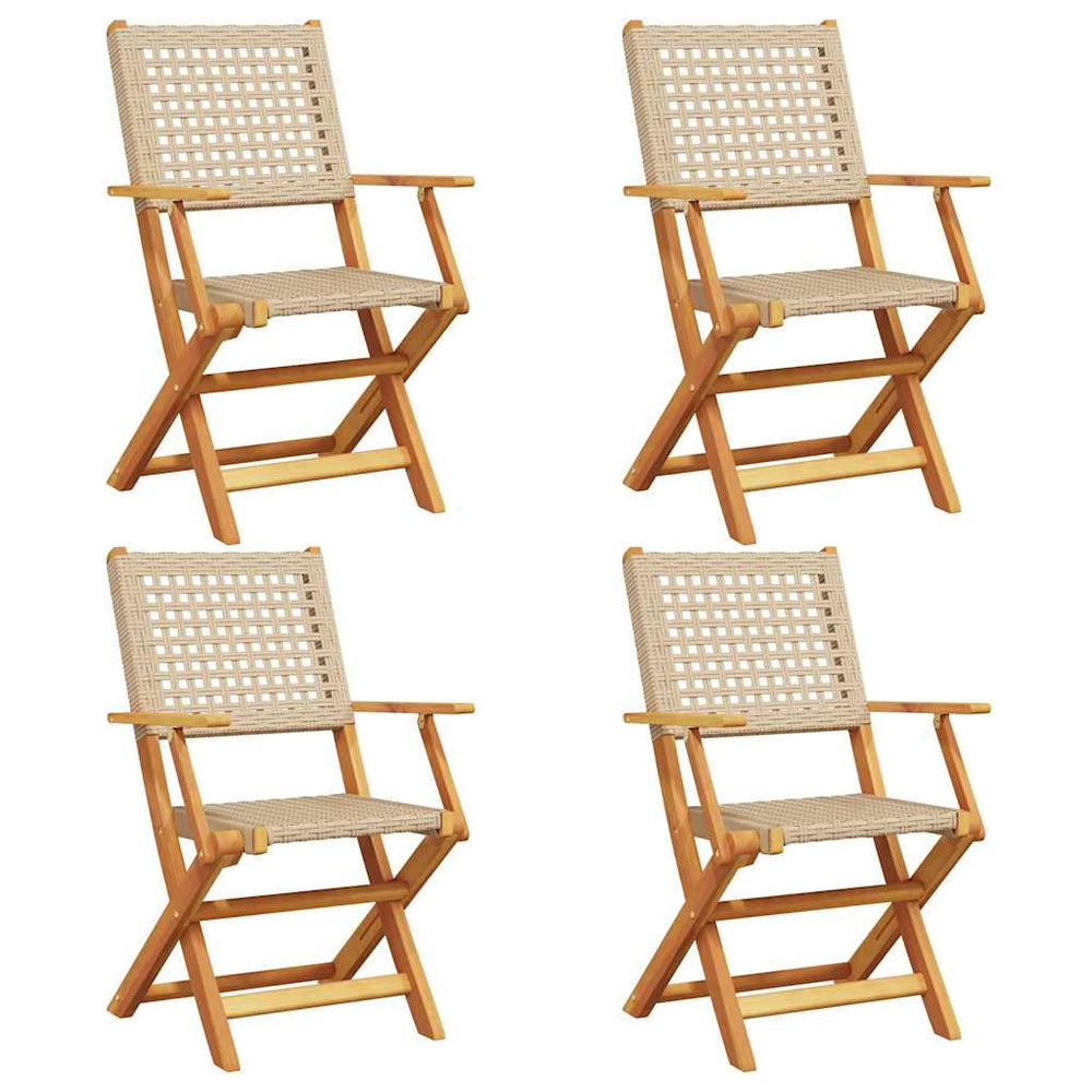 Klappbare Gartenstühle 4er Set Beige Poly Rattan