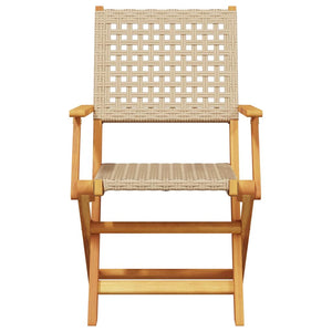 vidaXL Chaises de jardin 4 pcs Pliantes Beige Rotin PE & Bois massif