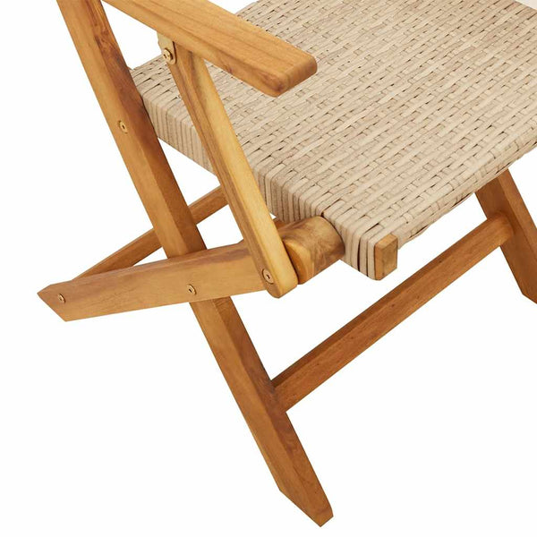 vidaXL Chaises de jardin 4 pcs Pliantes Beige Rotin PE & Bois massif