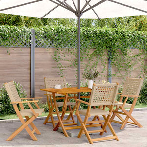 vidaXL Chaises de jardin 4 pcs Pliantes Beige Rotin PE & Bois massif