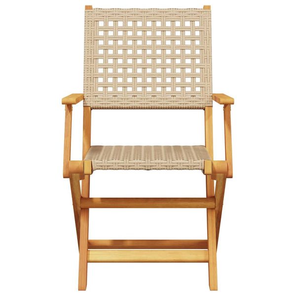 vidaXL Chaises de jardin 6 pcs Pliantes Beige Résine tressée et Bois massif