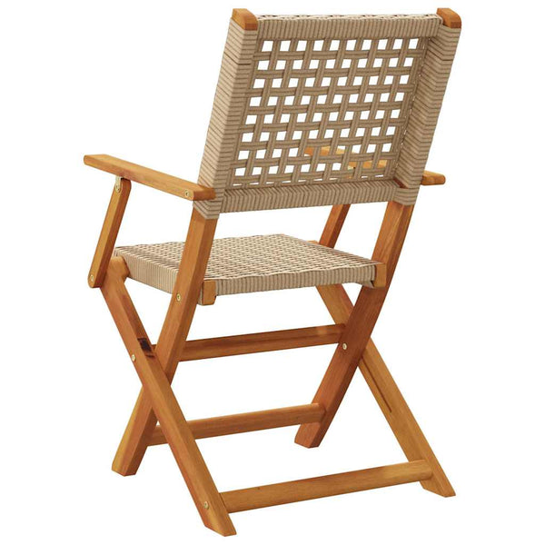 vidaXL Chaises de jardin 6 pcs Pliantes Beige Résine tressée et Bois massif