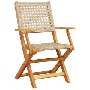 vidaXL Chaises de jardin 8 pcs Pliantes Beige Rotin synthétique & Bois massif