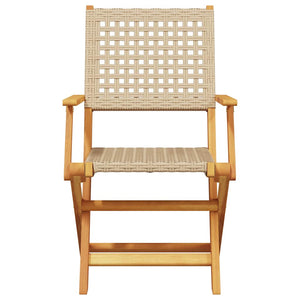 vidaXL Chaises de jardin 8 pcs Pliantes Beige Rotin synthétique & Bois massif
