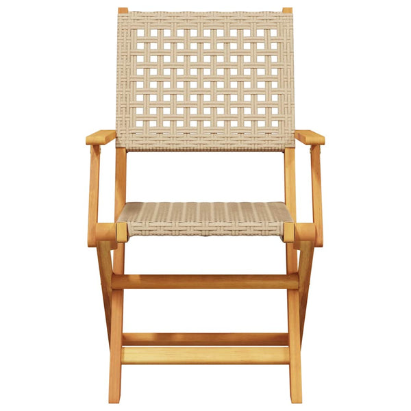 vidaXL Chaises de jardin 8 pcs Pliantes Beige Rotin synthétique & Bois massif