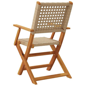 vidaXL Chaises de jardin 8 pcs Pliantes Beige Rotin synthétique & Bois massif