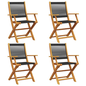 vidaXL Chaises de jardin 4 pcs. Pliantes Noir Bois d'acacia massif