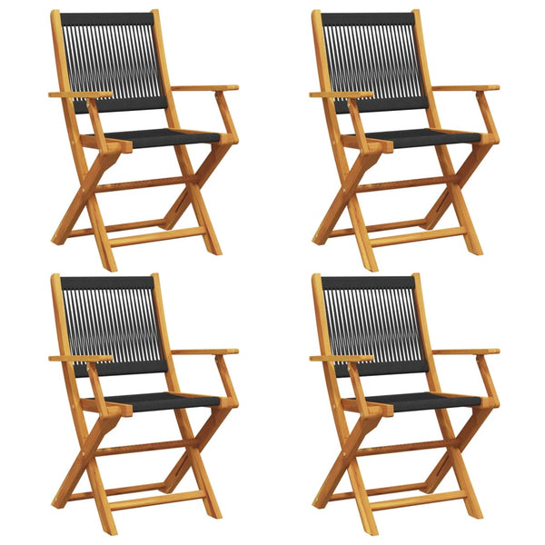 vidaXL Chaises de jardin 4 pcs. Pliantes Noir Bois d'acacia massif