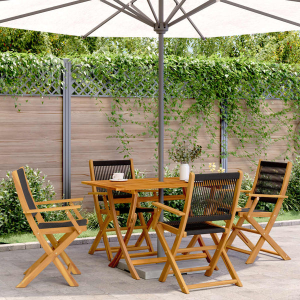 vidaXL Chaises de jardin 4 pcs. Pliantes Noir Bois d'acacia massif