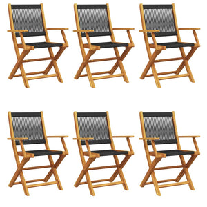 vidaXL Chaises de jardin 6 pcs Pliantes Noir Bois d'acacia massif