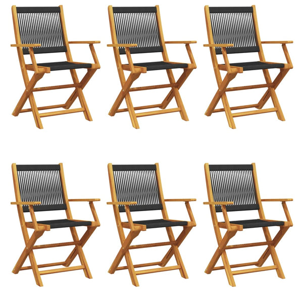vidaXL Chaises de jardin 6 pcs Pliantes Noir Bois d'acacia massif