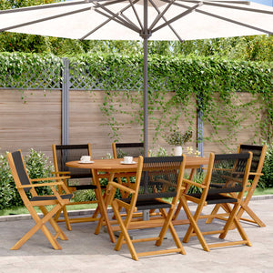 vidaXL Chaises de jardin 6 pcs Pliantes Noir Bois d'acacia massif