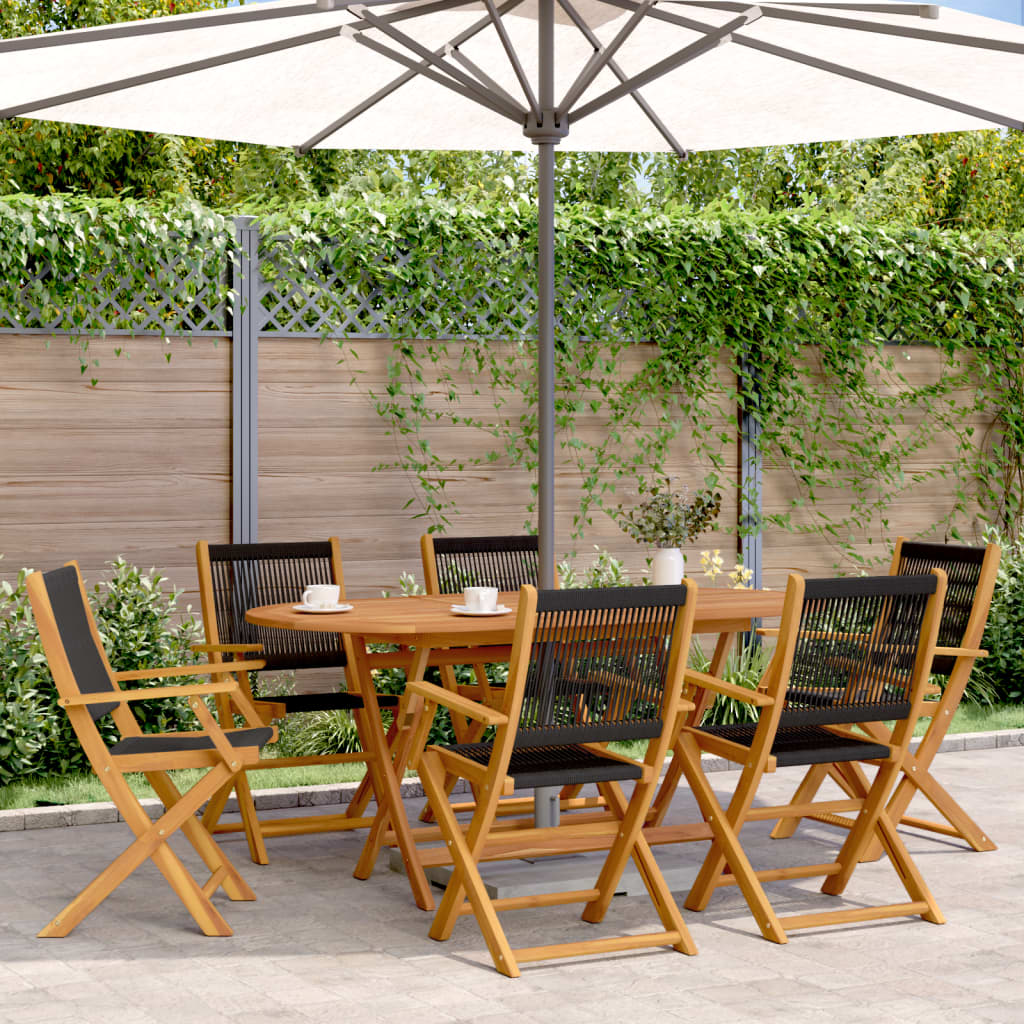 vidaXL Chaises de jardin 6 pcs Pliantes Noir Bois d'acacia massif