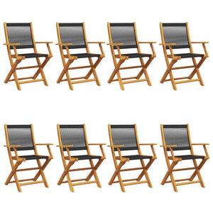 vidaXL Chaises de jardin 8 pcs Pliantes Noir Bois d'acacia massif
