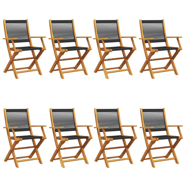 vidaXL Chaises de jardin 8 pcs Pliantes Noir Bois d'acacia massif