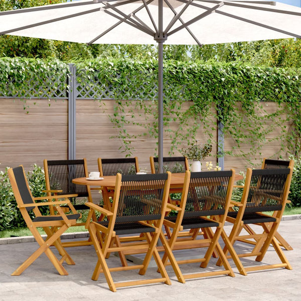 vidaXL Chaises de jardin 8 pcs Pliantes Noir Bois d'acacia massif