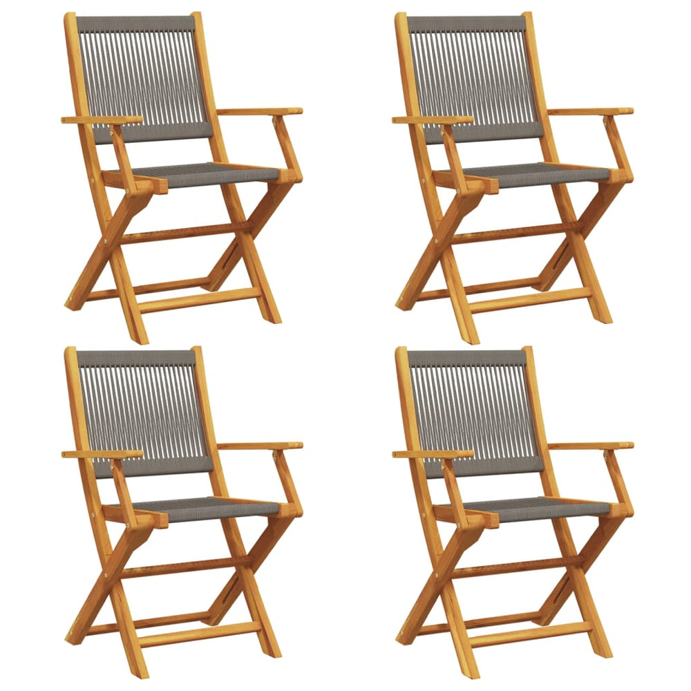 Gartenstühle 4er Set Akazie Grau Klappbar